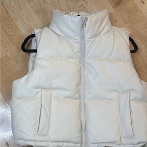 Hollister Off-White Faux Leather Puffer Vest
